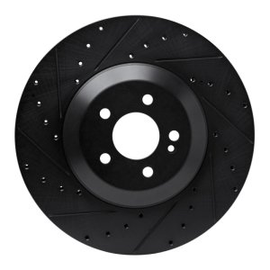 Mercedes-Benz E43 AMG Brake Rotor (1) - Rear Left - R1 Concepts - Drilled & Slotted - Black - `17-`23